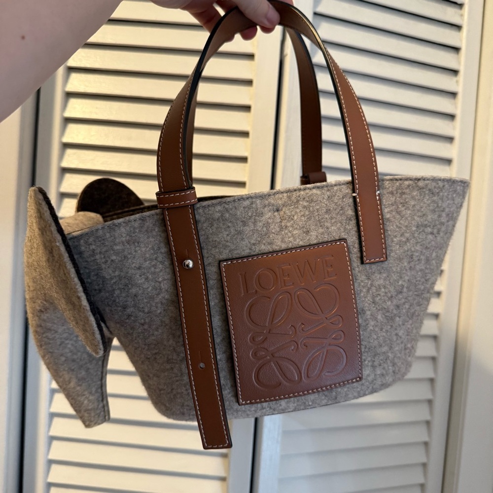 Loewe Elephant Wool and Leather Basket Bag